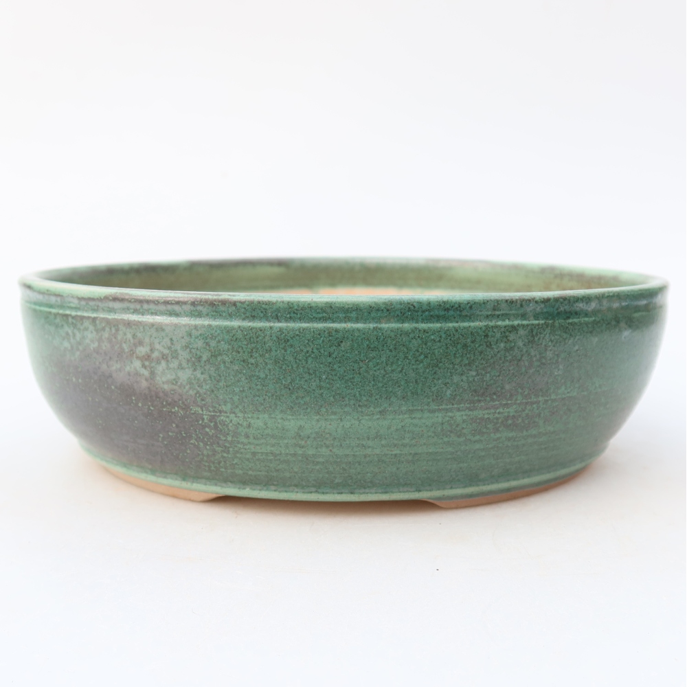 Keramische bonsaischaal 19,5 x 19,5 x 5,5 cm, kleur groen