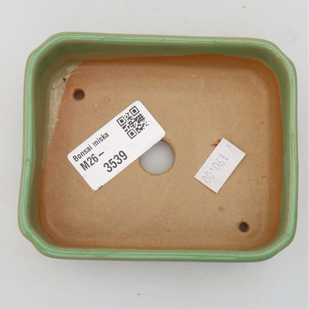 Keramische bonsaischaal 10,5 x 9 x 3 cm, kleur groen
