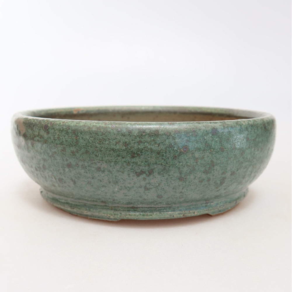 Bonsaischaal van keramiek 15 x 15 x 5 cm, groen