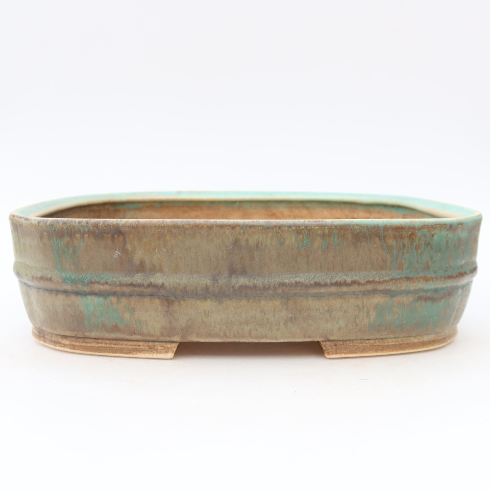Keramische bonsaischaal 24,5 x 20,5 x 6,5 cm, kleur: groen