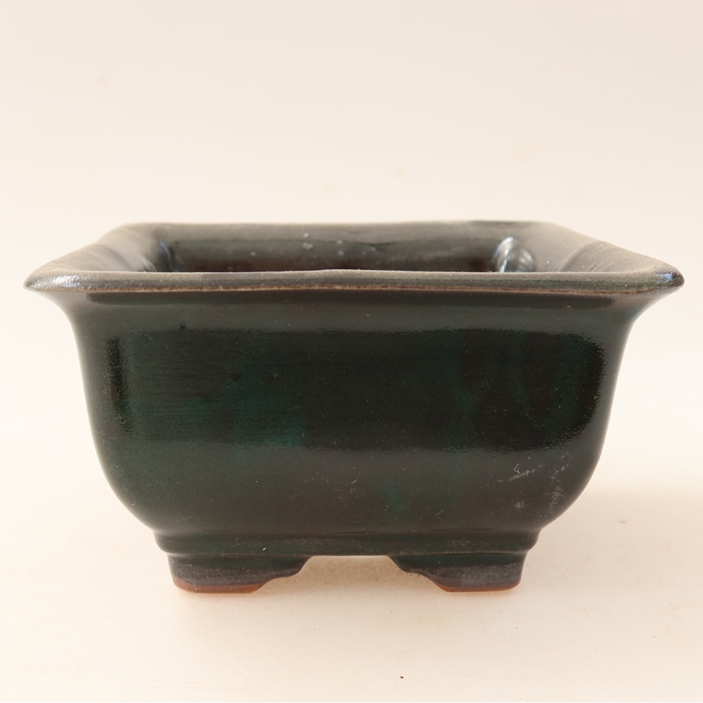 Keramische bonsaipot 9,5 x 9,5 x 5,5 cm, kleur groen