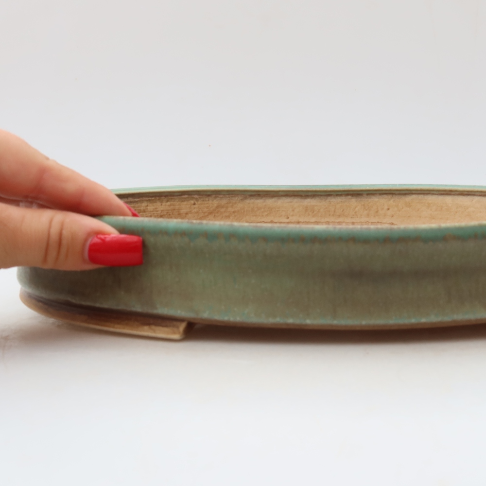 Bonsaischaal van keramiek 31 x 27 x 4,5 cm, groen