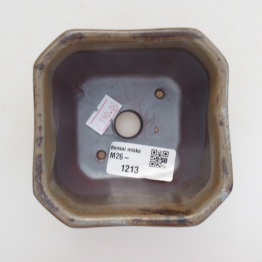 Bonsaischaal van keramiek 10 x 10 x 6 cm, grijs