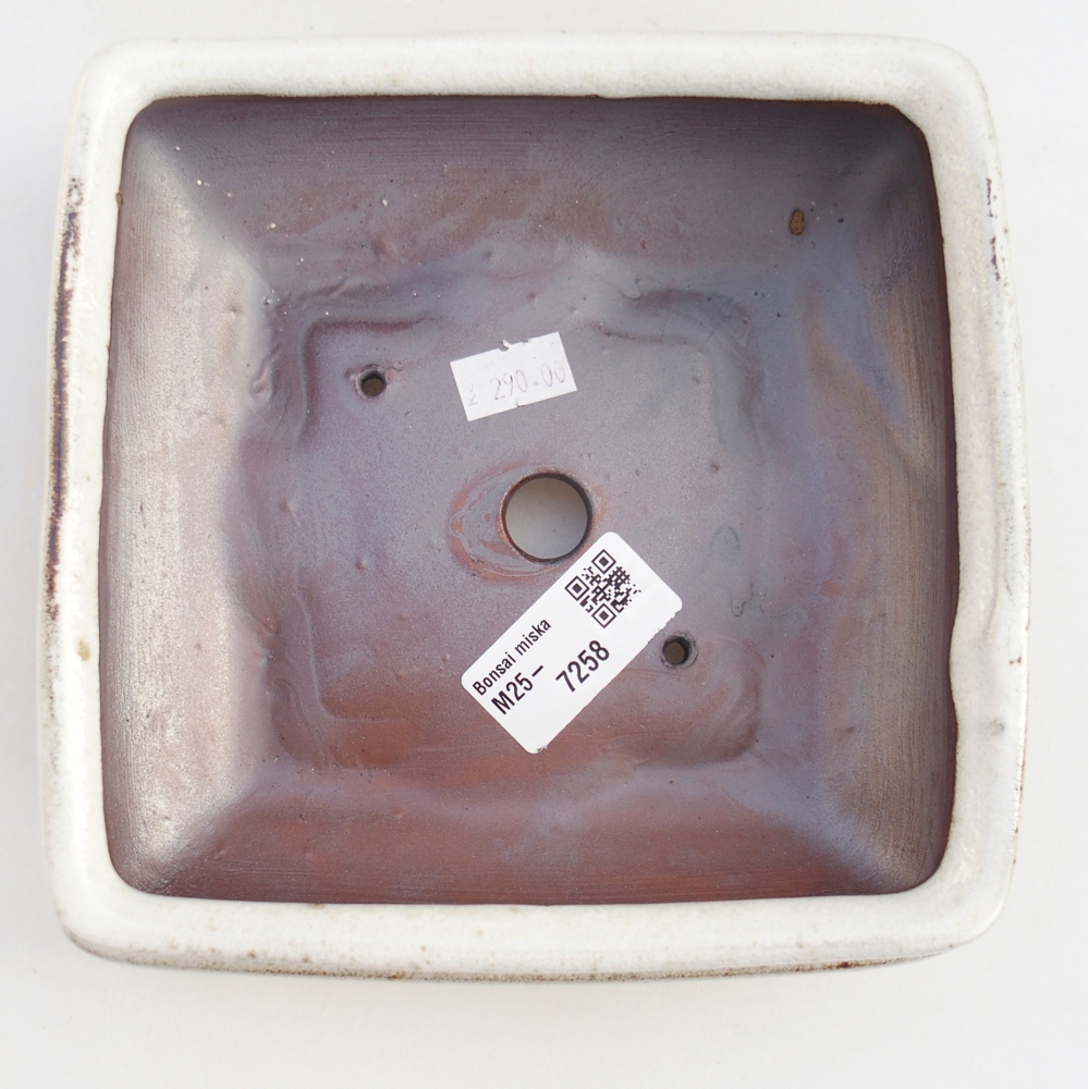 Bonsaischaal van keramiek 26 x 26 x 8 cm, kleur rood