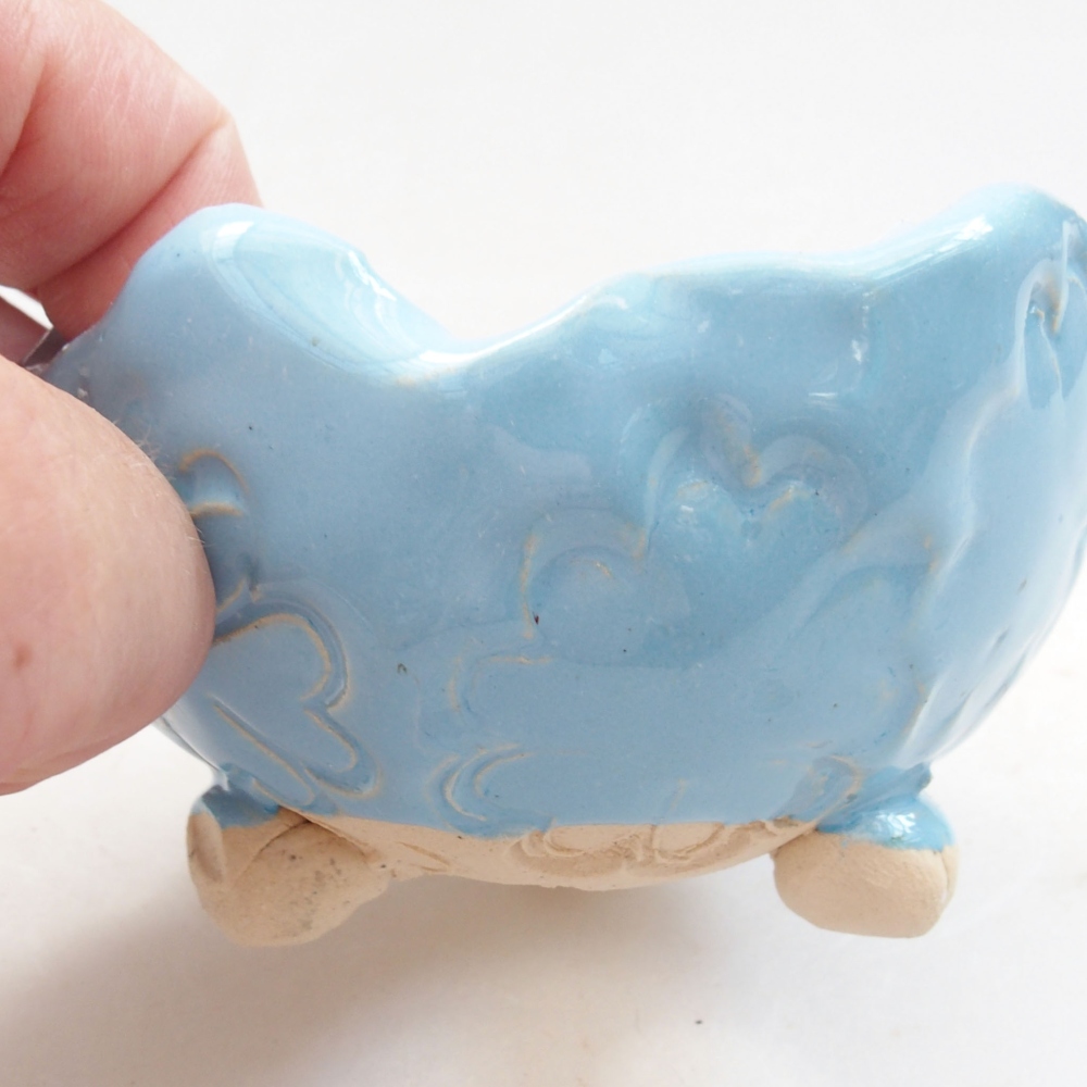 Schelp van keramiek 7 x 7 x 6 cm , kleur blauw