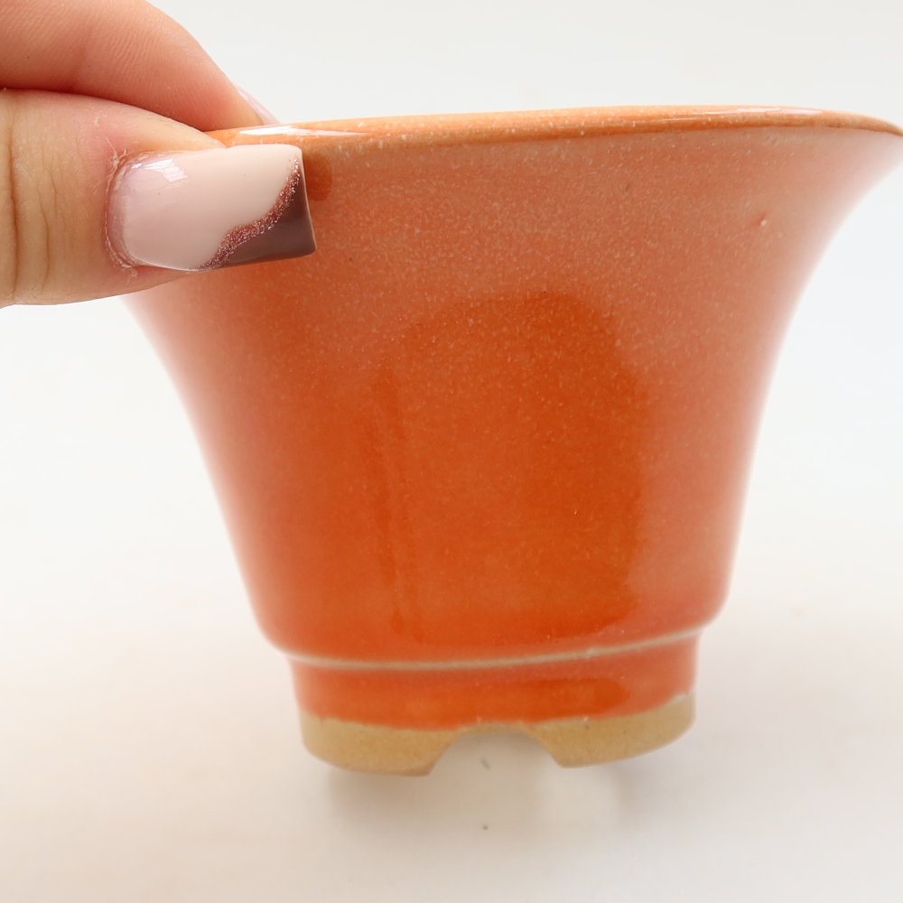 Keramische bonsaipot 10,5 x 10,5 x 7 cm, kleur: oranje