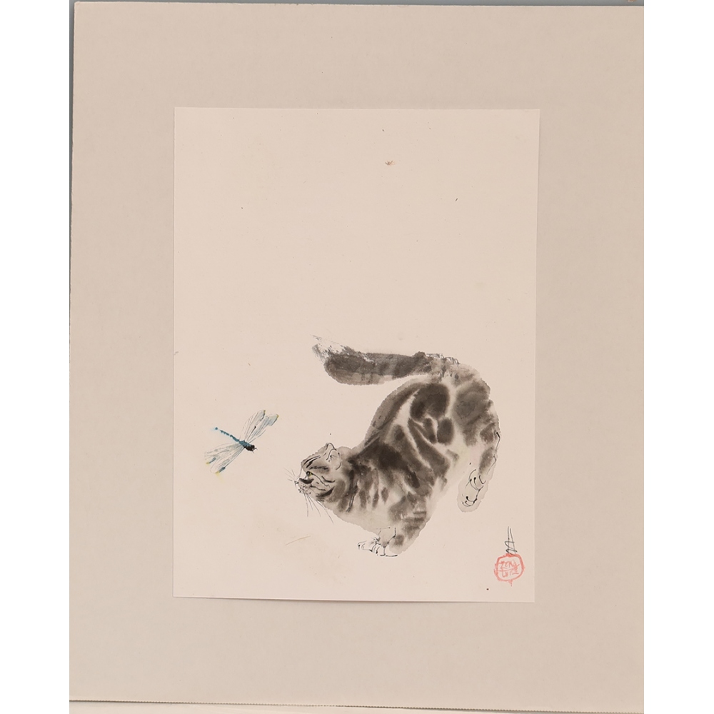 Kalligrafie - Kitten met libel