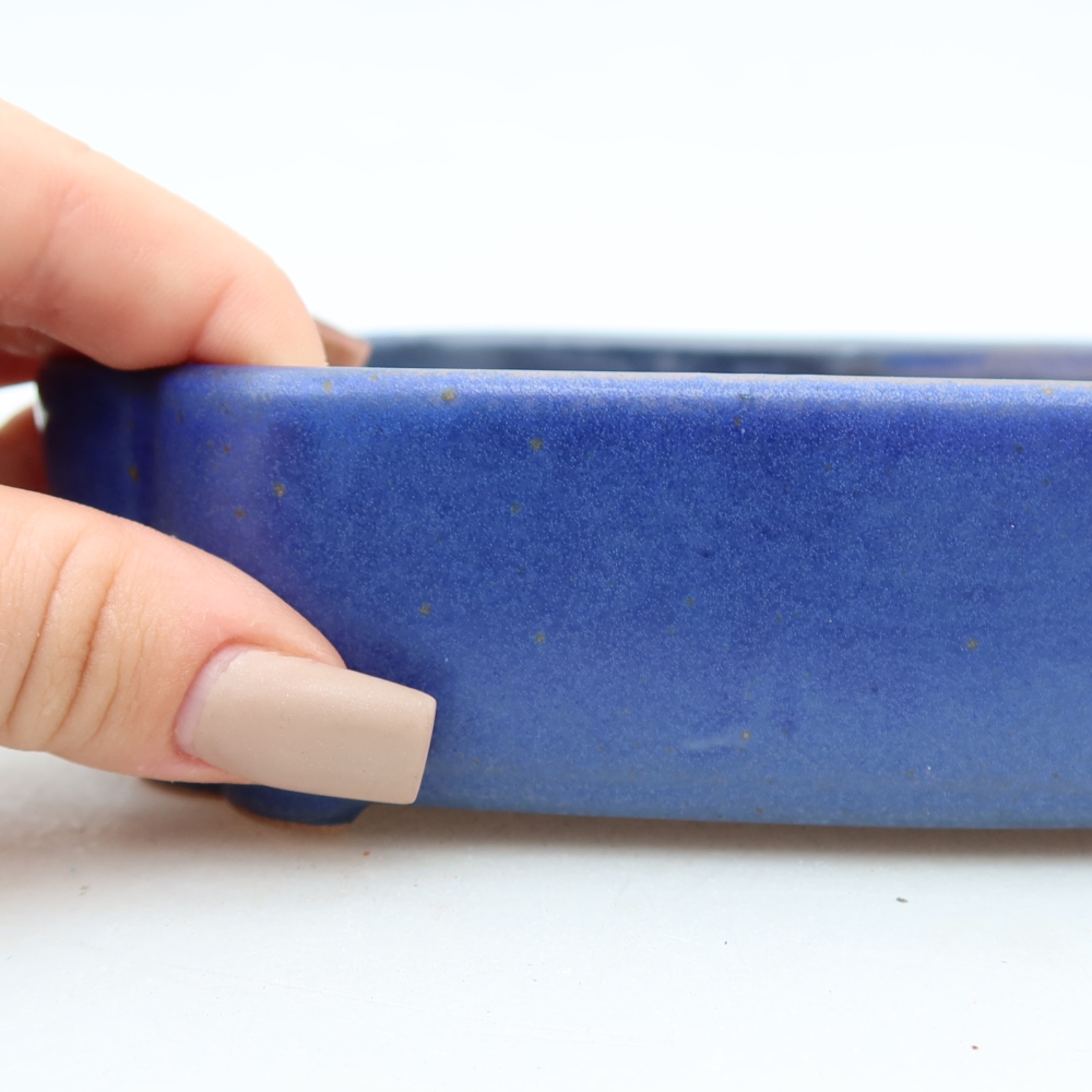 Bonsaischaal van keramiek 16 x 11,5 x 4 cm, kleur blauw