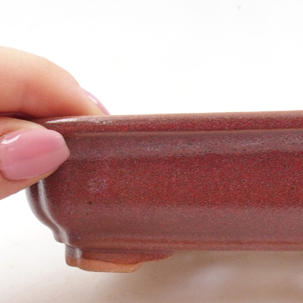 Bonsaischaal van keramiek 14 x 11 x 4 cm, bordeauxrood