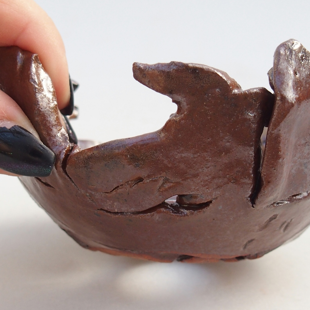 Schelp van keramiek 10 x 10 x 5 cm , kleur bruin