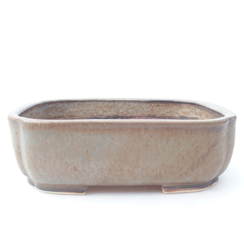 Bonsaischaal van keramiek 13,5 x 12 x 4 cm, kleur blauw