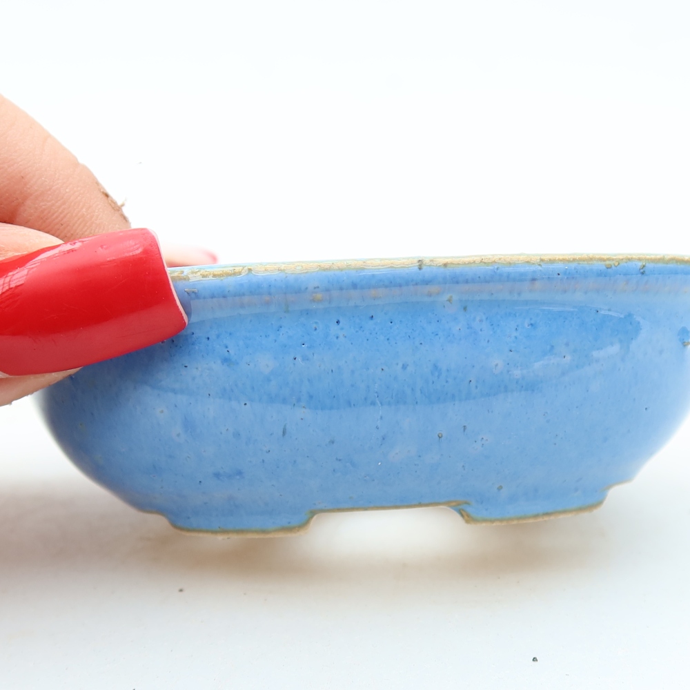 Keramische bonsai-schaal 8 x 6,5 x 3 cm, kleur: blauw