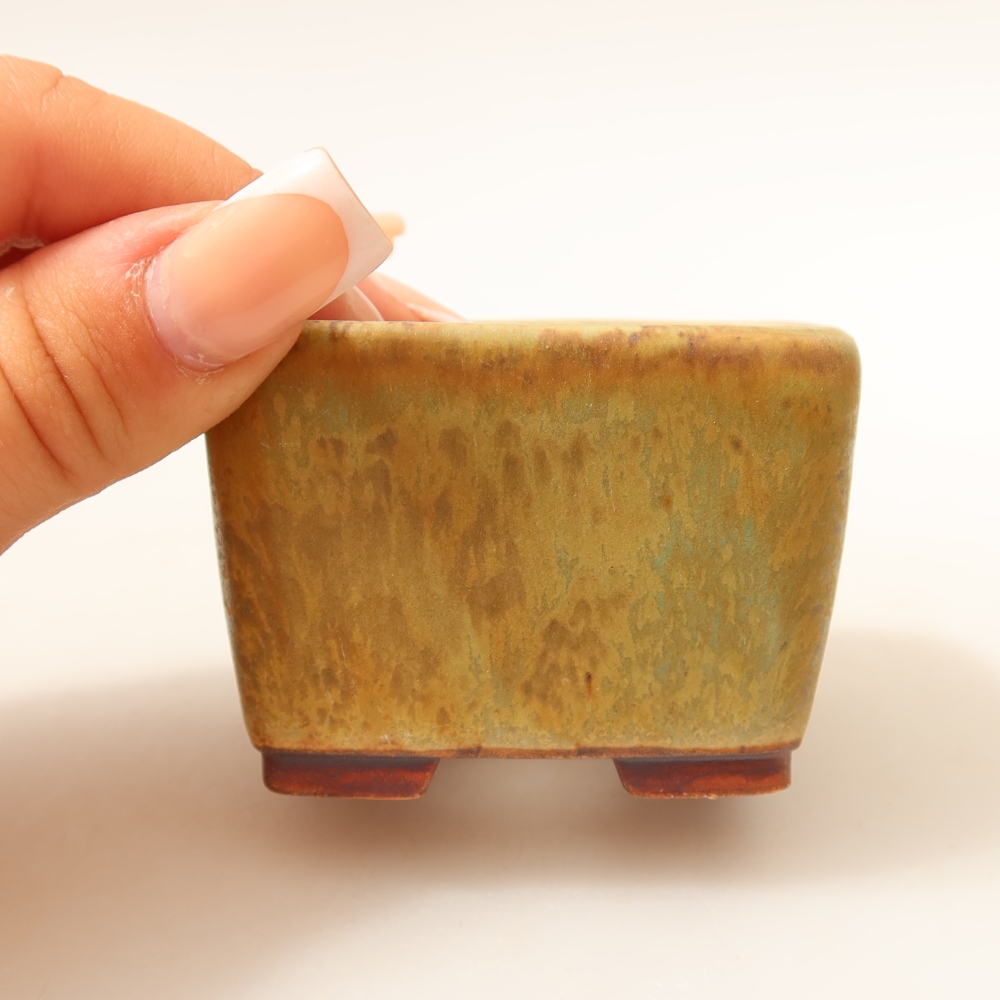 Bonsaischaal van keramiek 6,5 x 6,5 x 4,5 cm, groen
