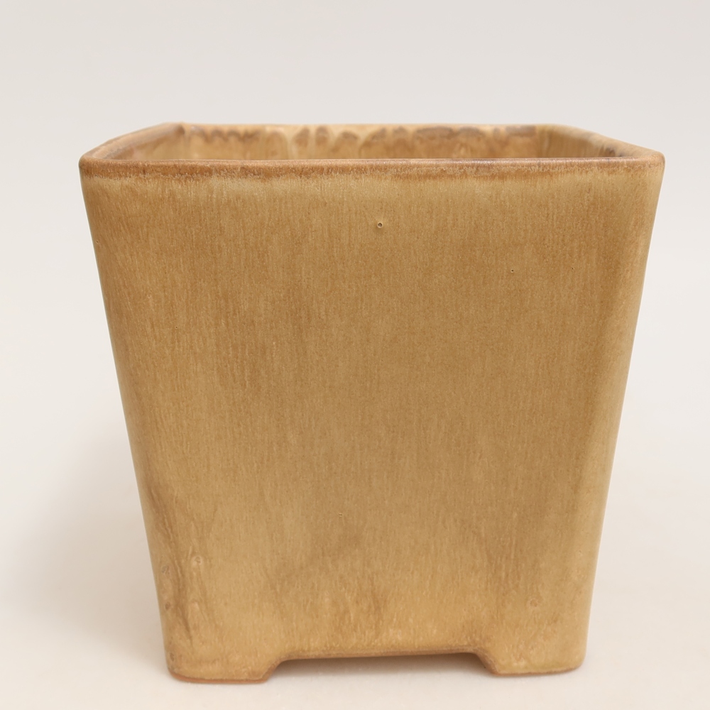 Bonsaischaal van keramiek 13 x 13 x 13,5 cm, kleur beige