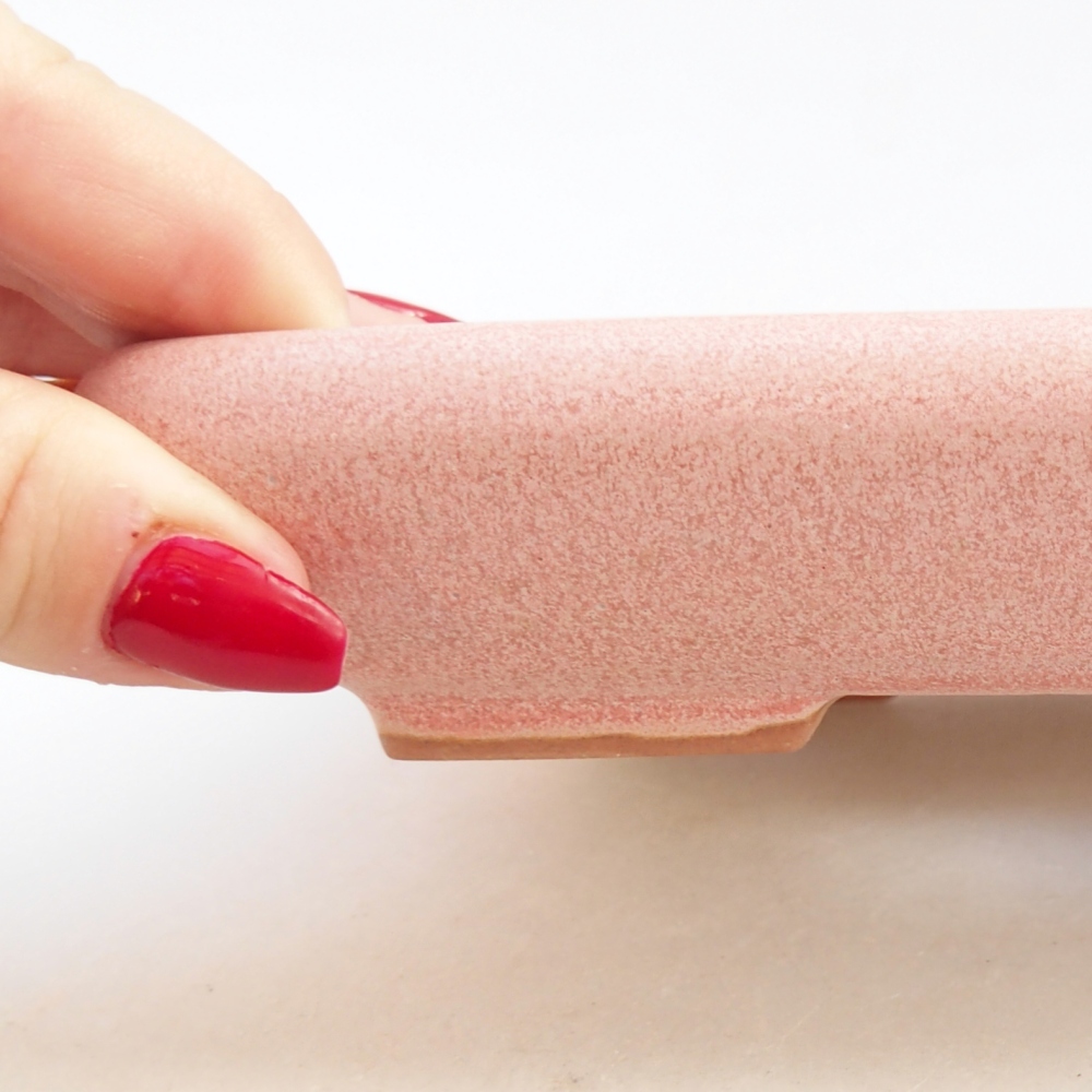 Bonsaischaal van keramiek 26 x 26 x 8 cm, kleur rood