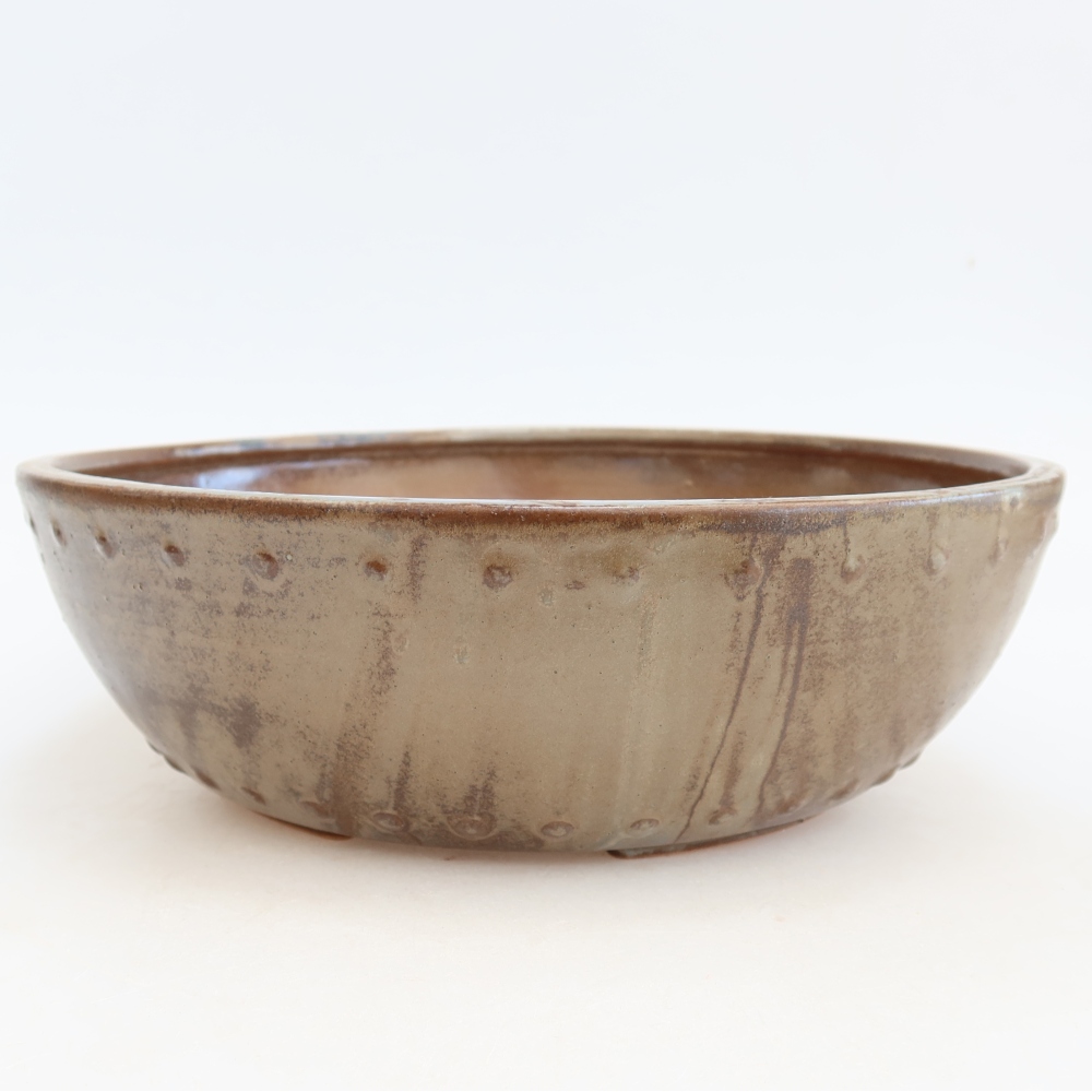 Bonsaischaal van keramiek 24,5 x 24,5 x 7,5 cm, bruin