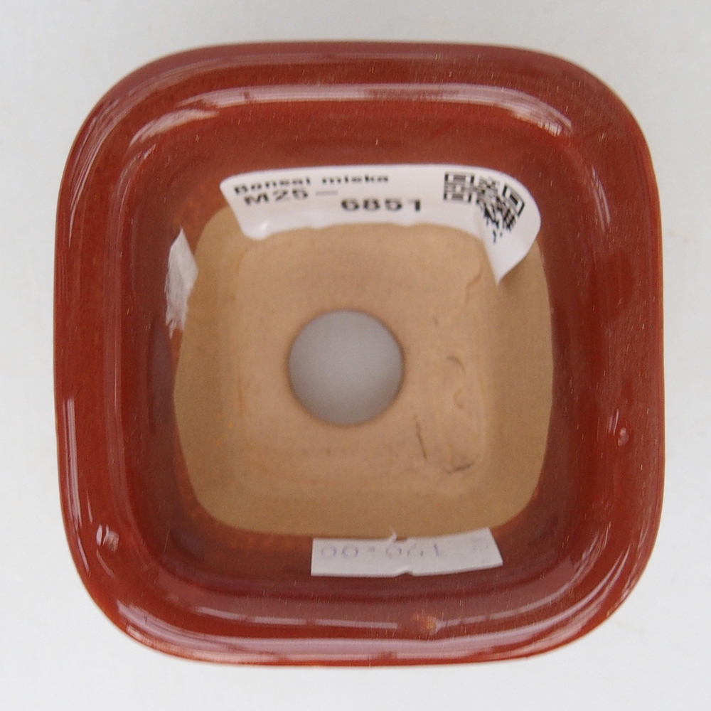 Bonsaischaal van keramiek 6,5 x 6,5 x 4,5 cm, bruin