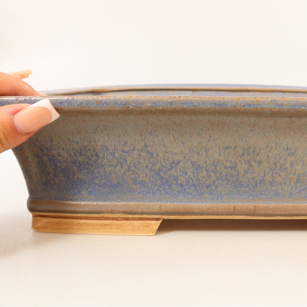 Keramische bonsaipot 29,5 x 24 x 8 cm, kleur: blauw