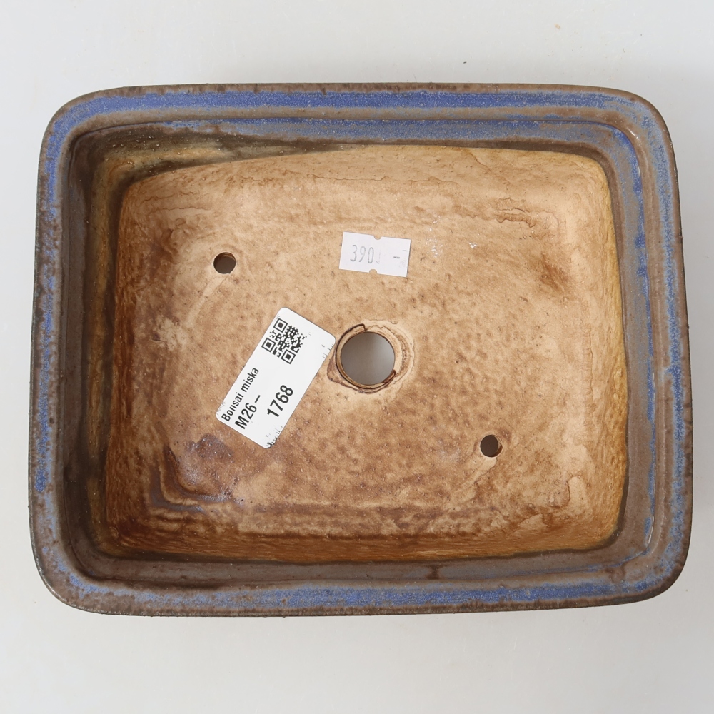 Keramische bonsaipot 17,5 x 14,5 x 5,5 cm, kleur: blauw