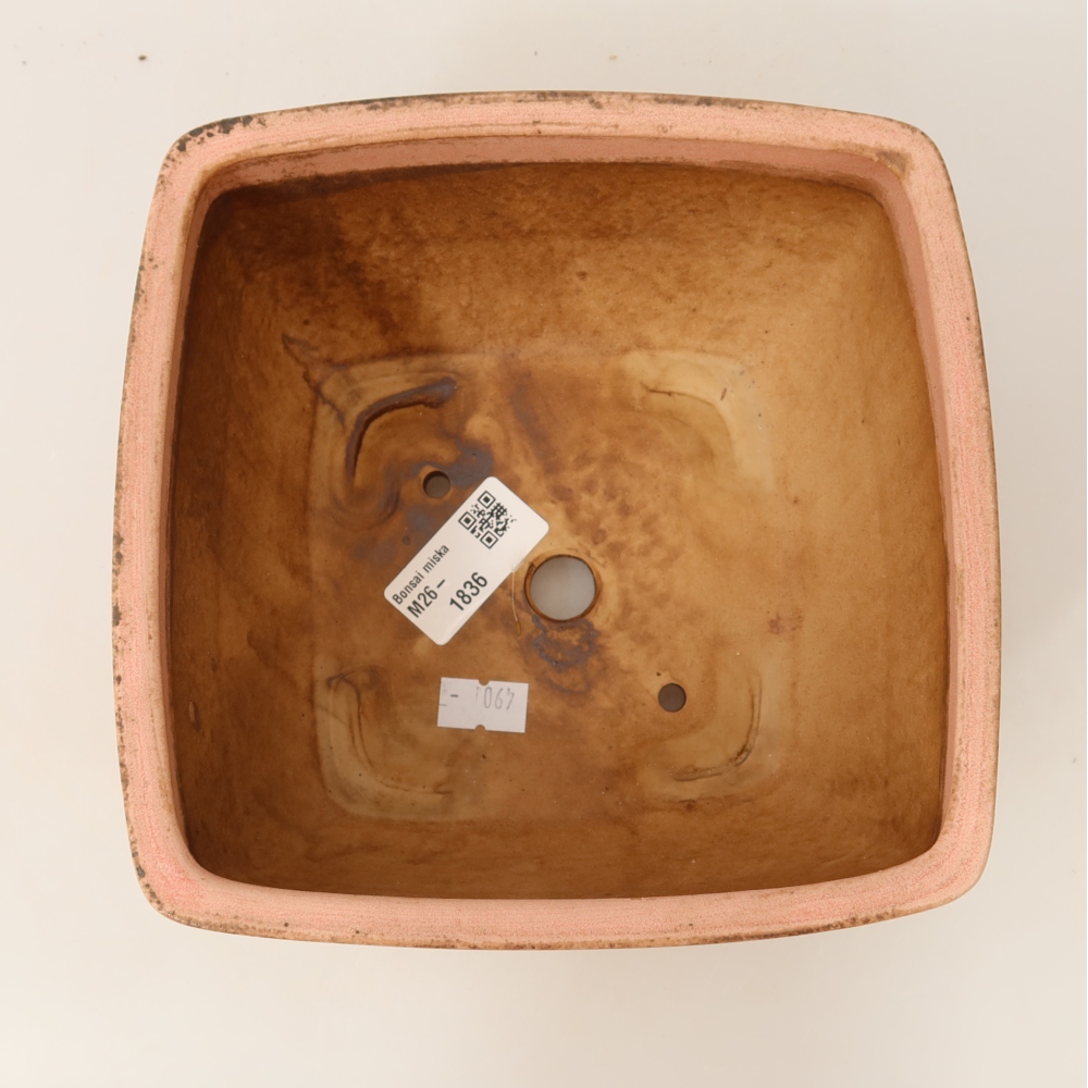 Keramische bonsaipot 16,5 x 16,5 x 9,5 cm, kleur roze
