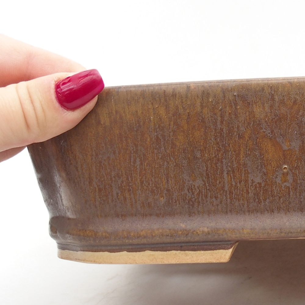 Bonsaischaal van keramiek 24,5 x 21 x 6 cm, bruin