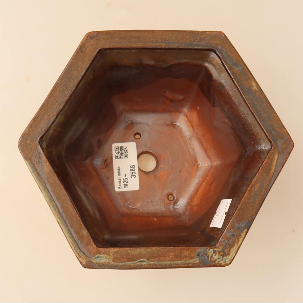 Bonsaischaal van keramiek 18,5 x 16,5 x 9 cm, bruin