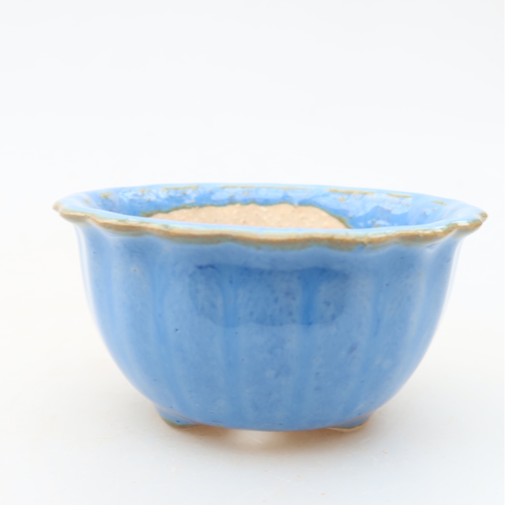 Keramische bonsaischaal 7 x 7 x 4 cm, kleur: blauw