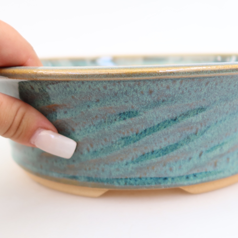 Bonsaischaal van keramiek 25 x 25 x 7,5 cm, kleur blauw
