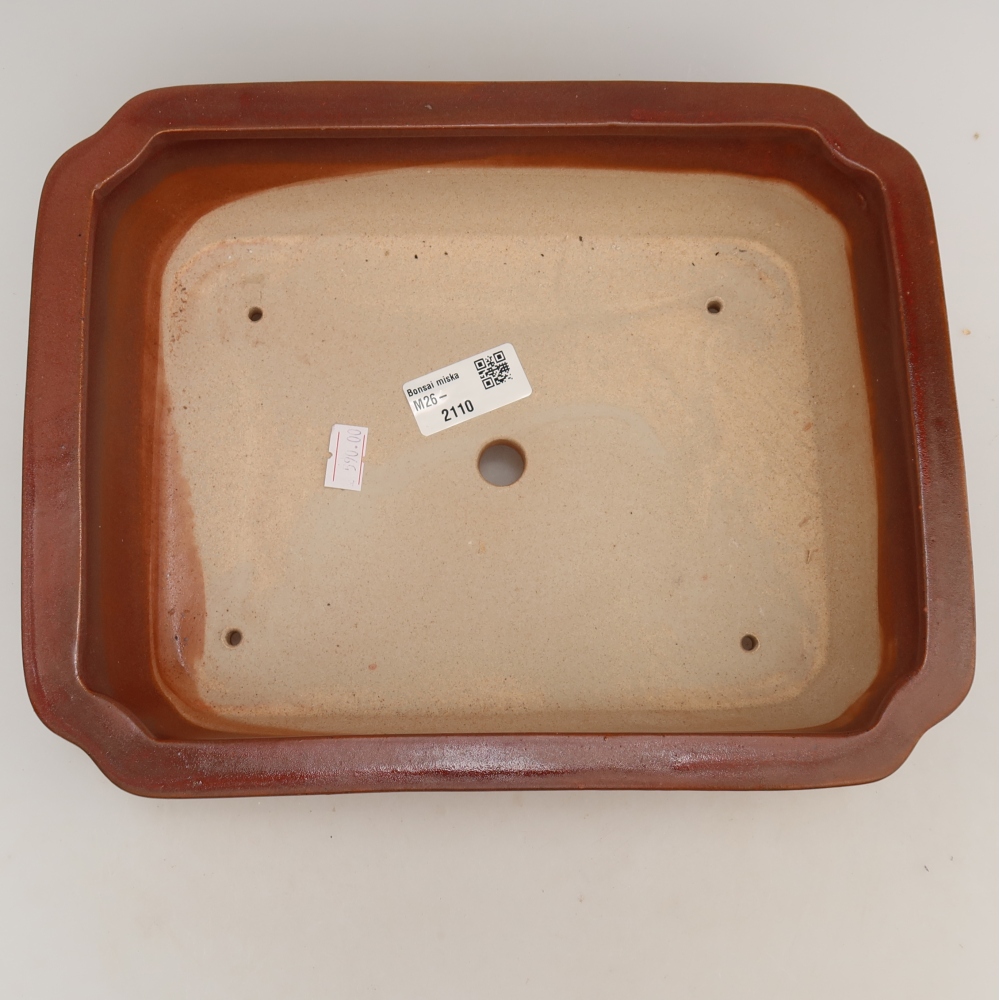 Keramische bonsaischaal 27,5 x 21,5 x 7 cm, kleur bordeauxrood