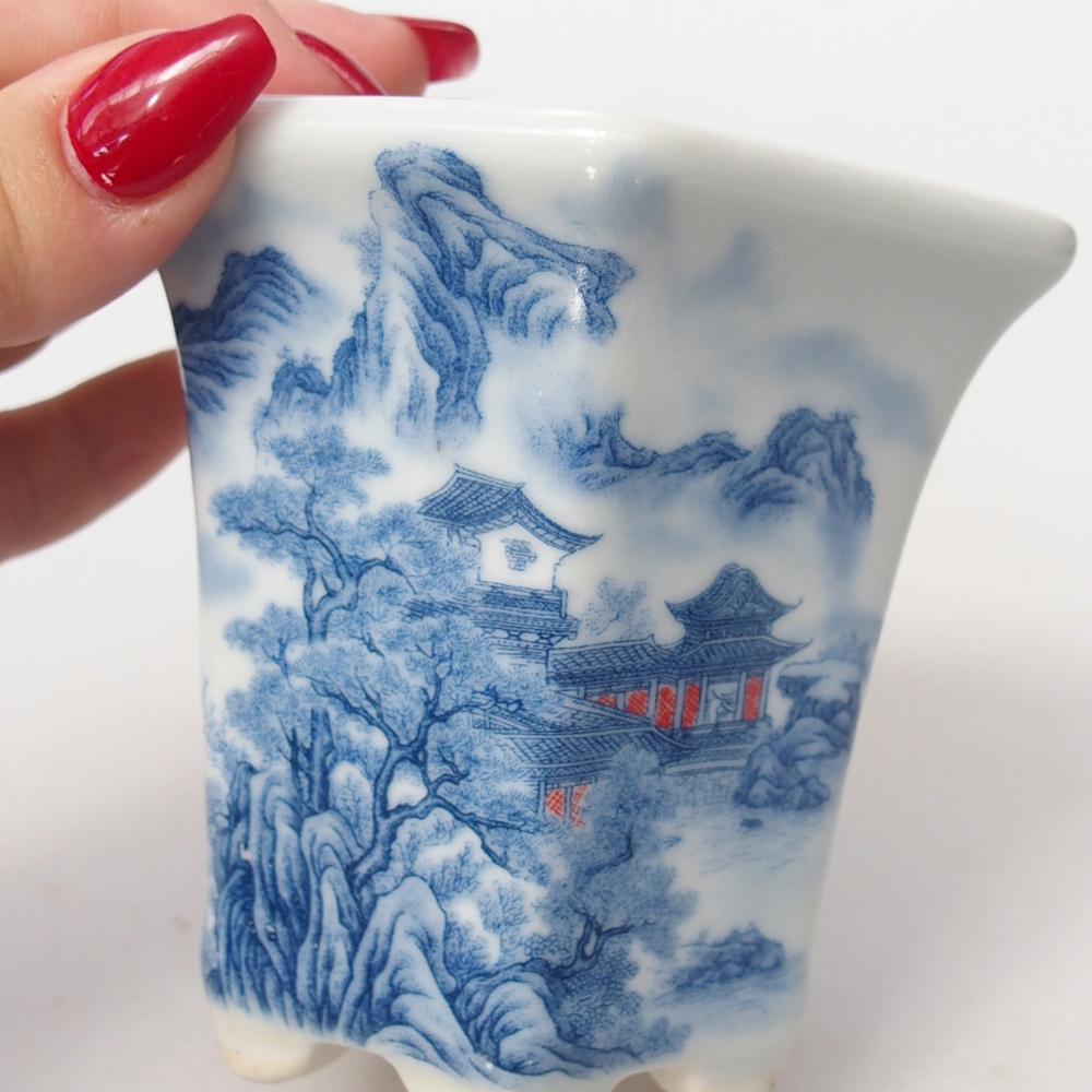 Bonsaischaal van keramiek 10 x 9 x 9 cm, kleur wit