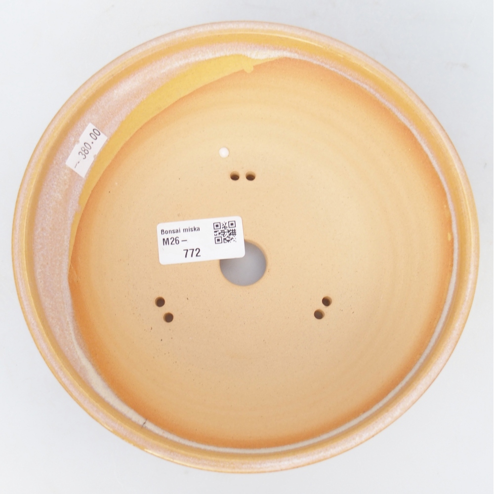 Bonsaischaal van keramiek 18,5 x 18,5 x 6,5 cm, kleur bruin-geel