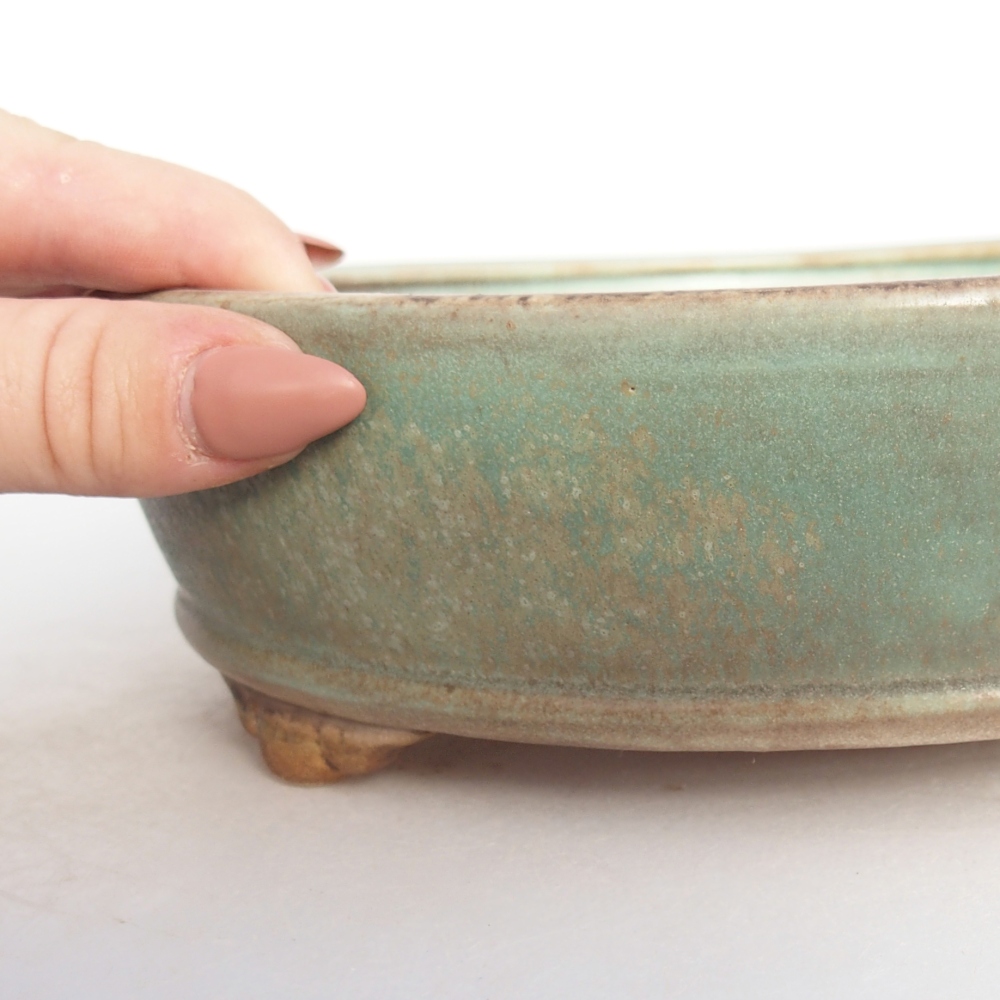 Bonsaischaal van keramiek 21 x 21 x 6 cm, groen