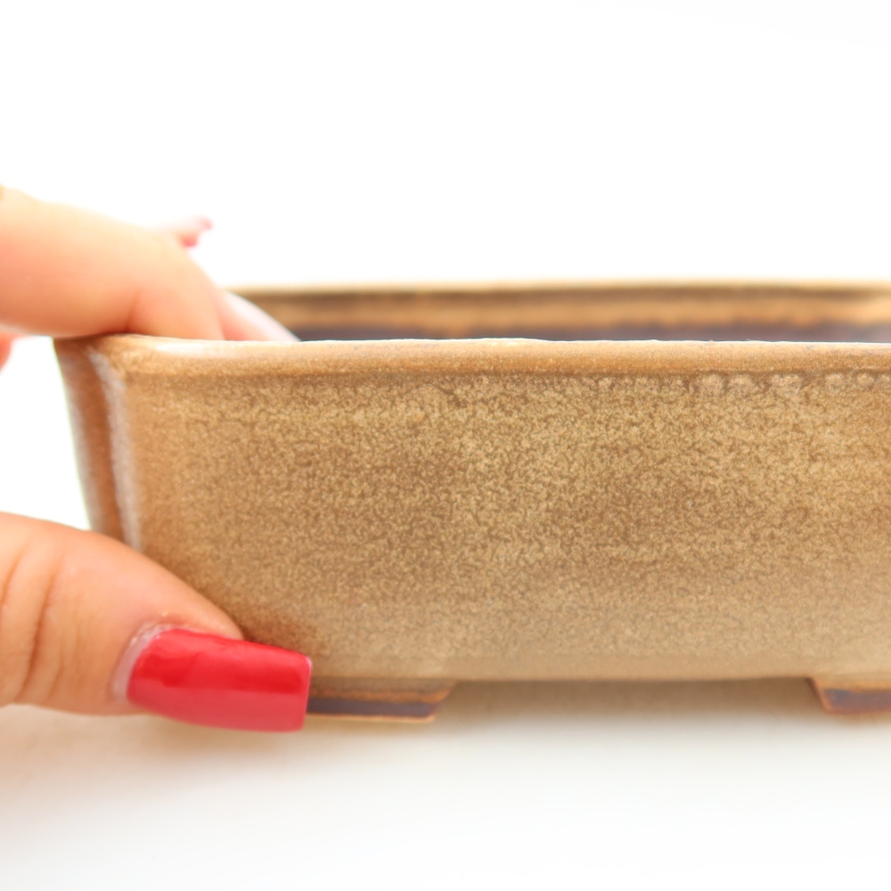Keramische bonsaipot 13,5 x 12 x 4 cm, kleur: beige