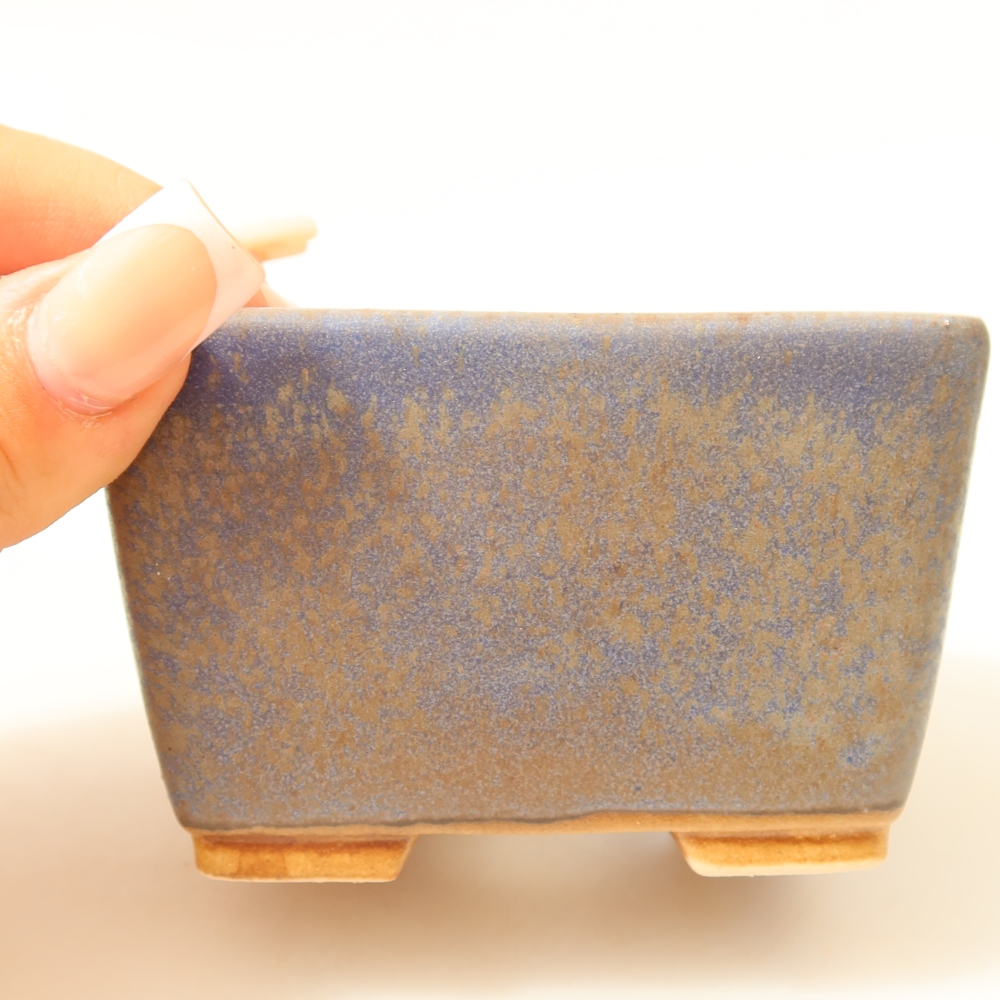 Bonsaischaal van keramiek 8,5 x 8,5 x 5,5 cm, kleur blauw