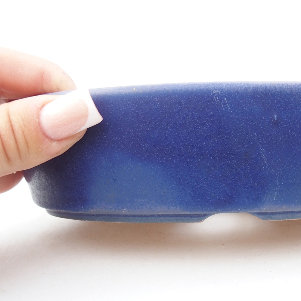 Bonsaischaal van keramiek 16,5 x 11,5 x 4,5 cm, kleur blauw