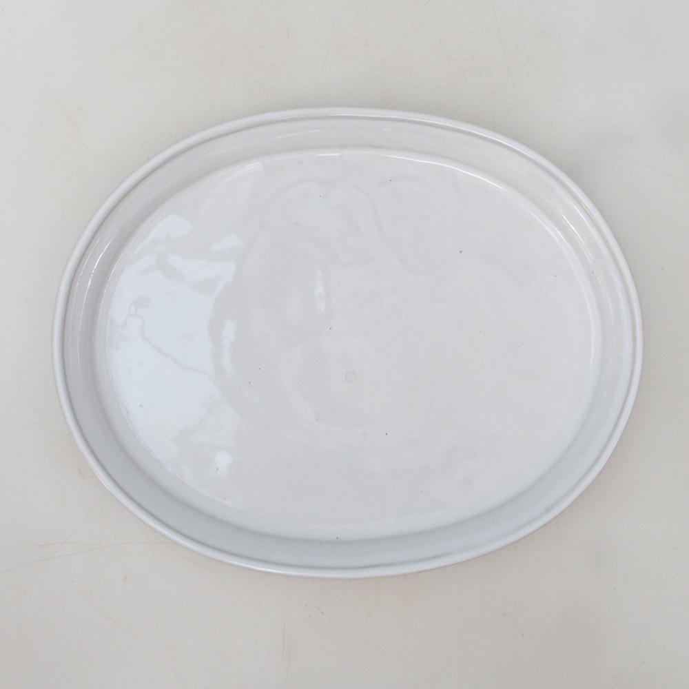 Bonsai ovaal schoteltje M - 22,5 x 18 x 1,5 cm - wit