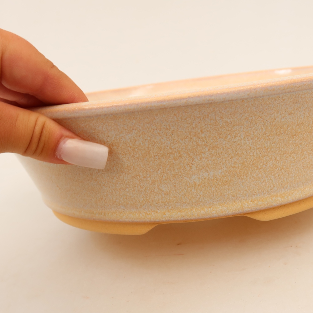 Keramische bonsaipot 27 x 27 x 7 cm, kleur beige