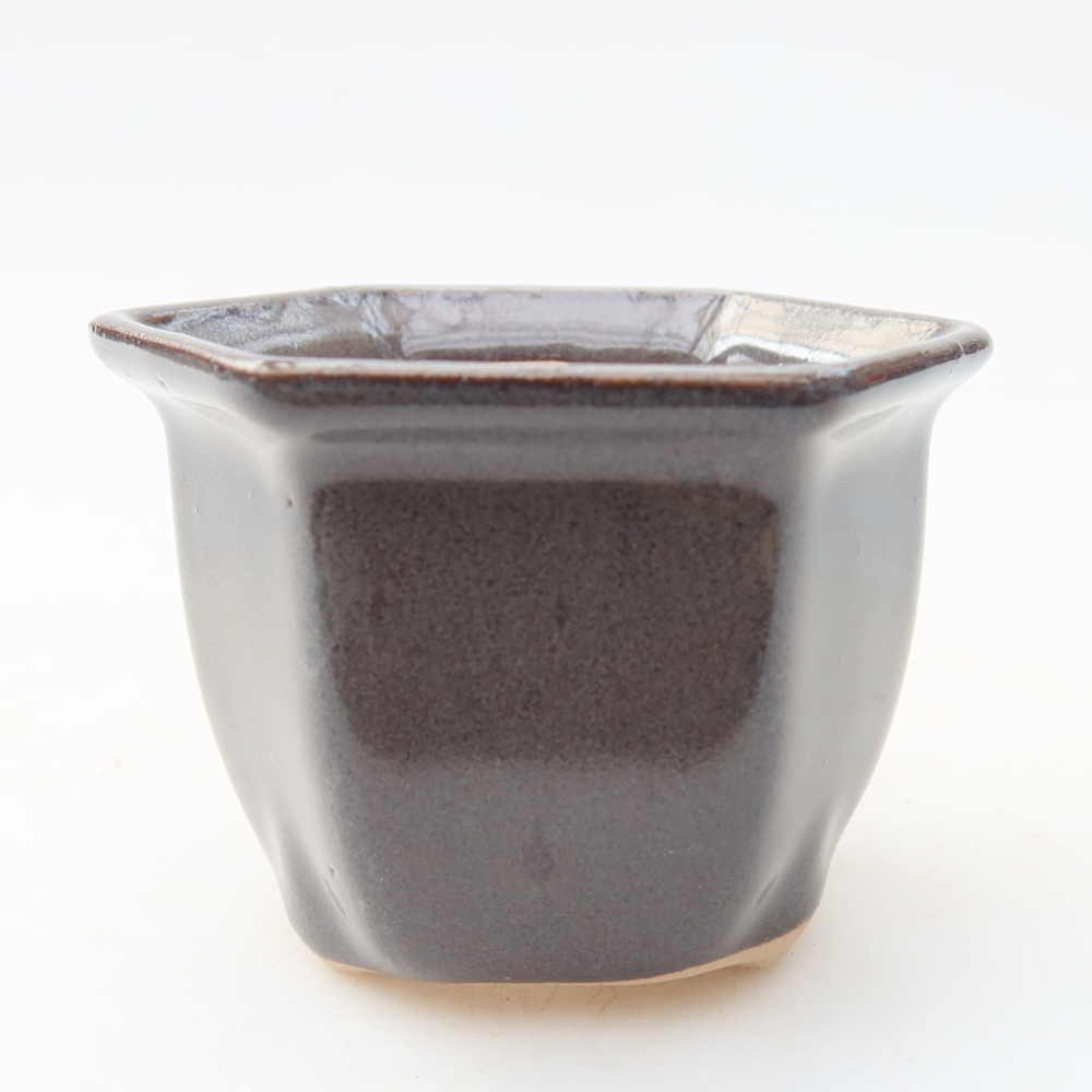 Keramische bonsaischaal 7 x 6,5 x 5 cm, kleur grijs