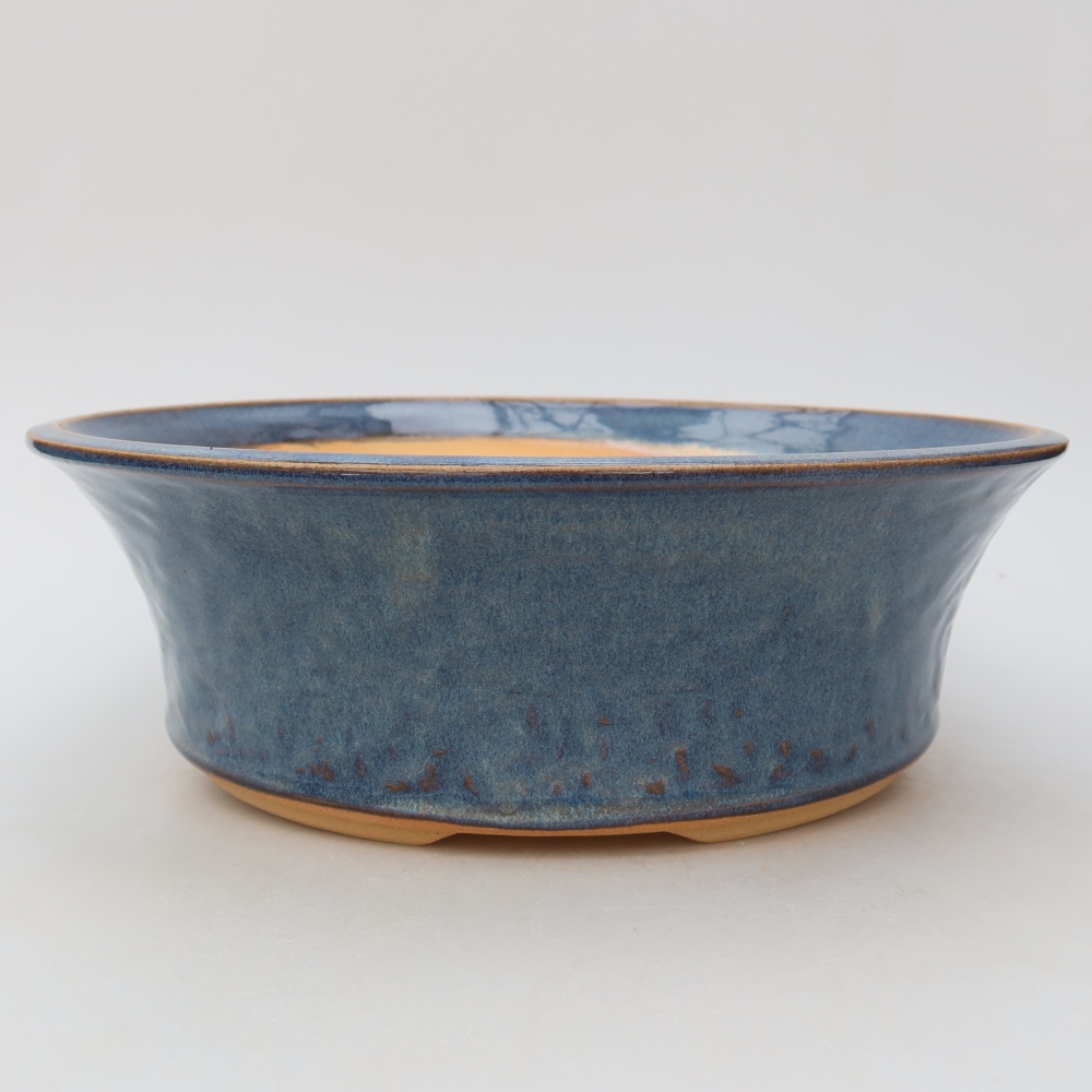 Bonsaischaal van keramiek 26 x 26 x 8,5 cm, kleur blauw