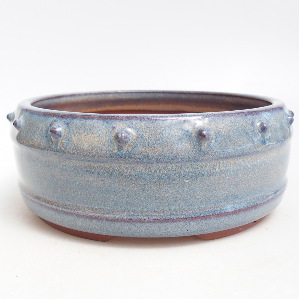 Bonsaischaal van keramiek 17 x 17 x 7 cm, kleur blauw