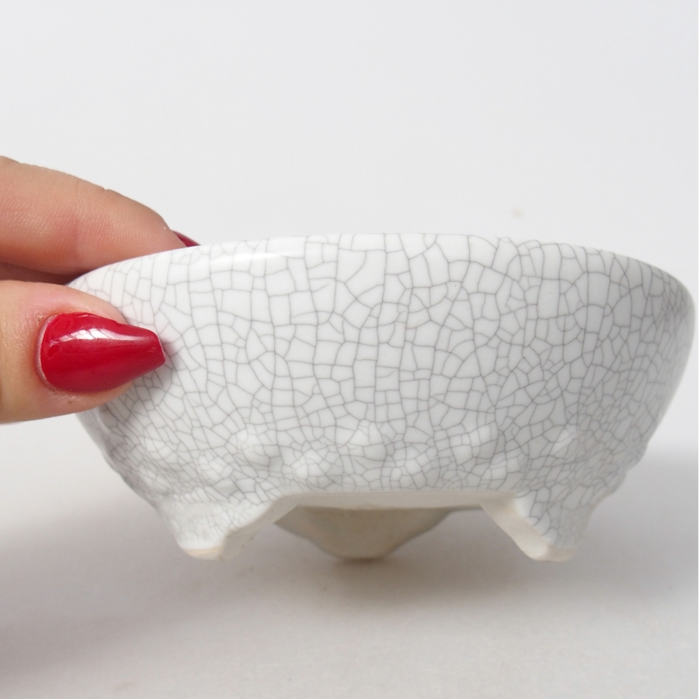 Bonsaischaal van keramiek 11,5 x 11,5 x 4,5 cm, raku kleur