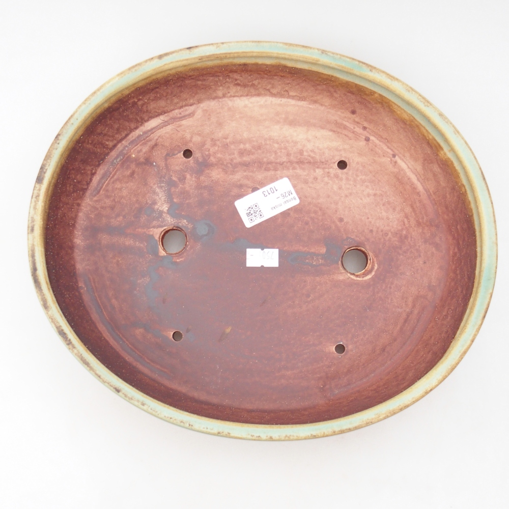 Bonsaischaal van keramiek 28 x 24,5 x 6 cm, groen