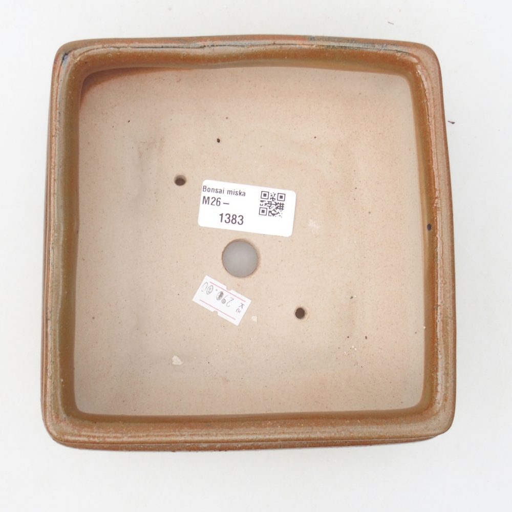 Bonsaischaal van keramiek 15,5 x 15,5 x 6 cm, bruin