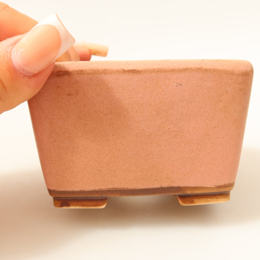 Bonsaischaal van keramiek 8,5 x 8,5 x 5,5 cm, roze