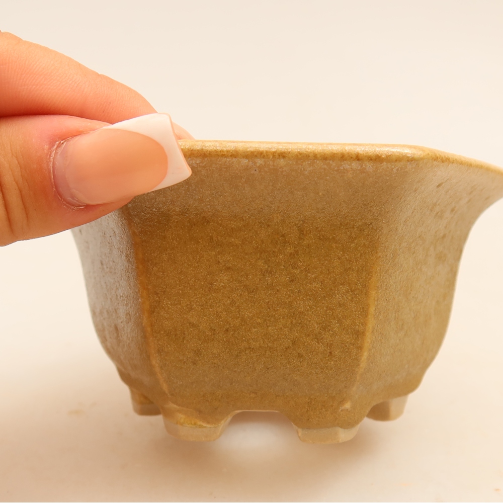 Keramische bonsaipot 10,5 x 9,5 x 5,5 cm, kleur beige