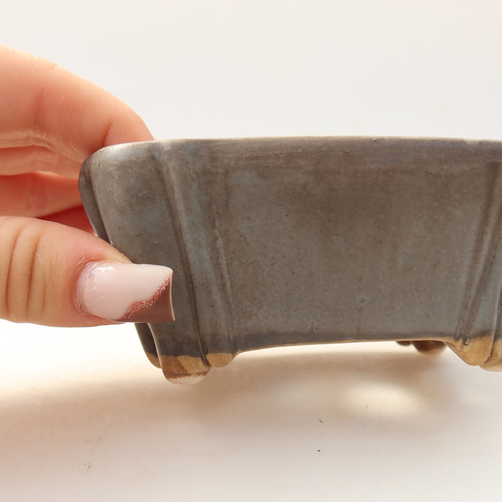 Keramische bonsaischaal 10,5 x 8,5 x 5 cm, kleur: blauw