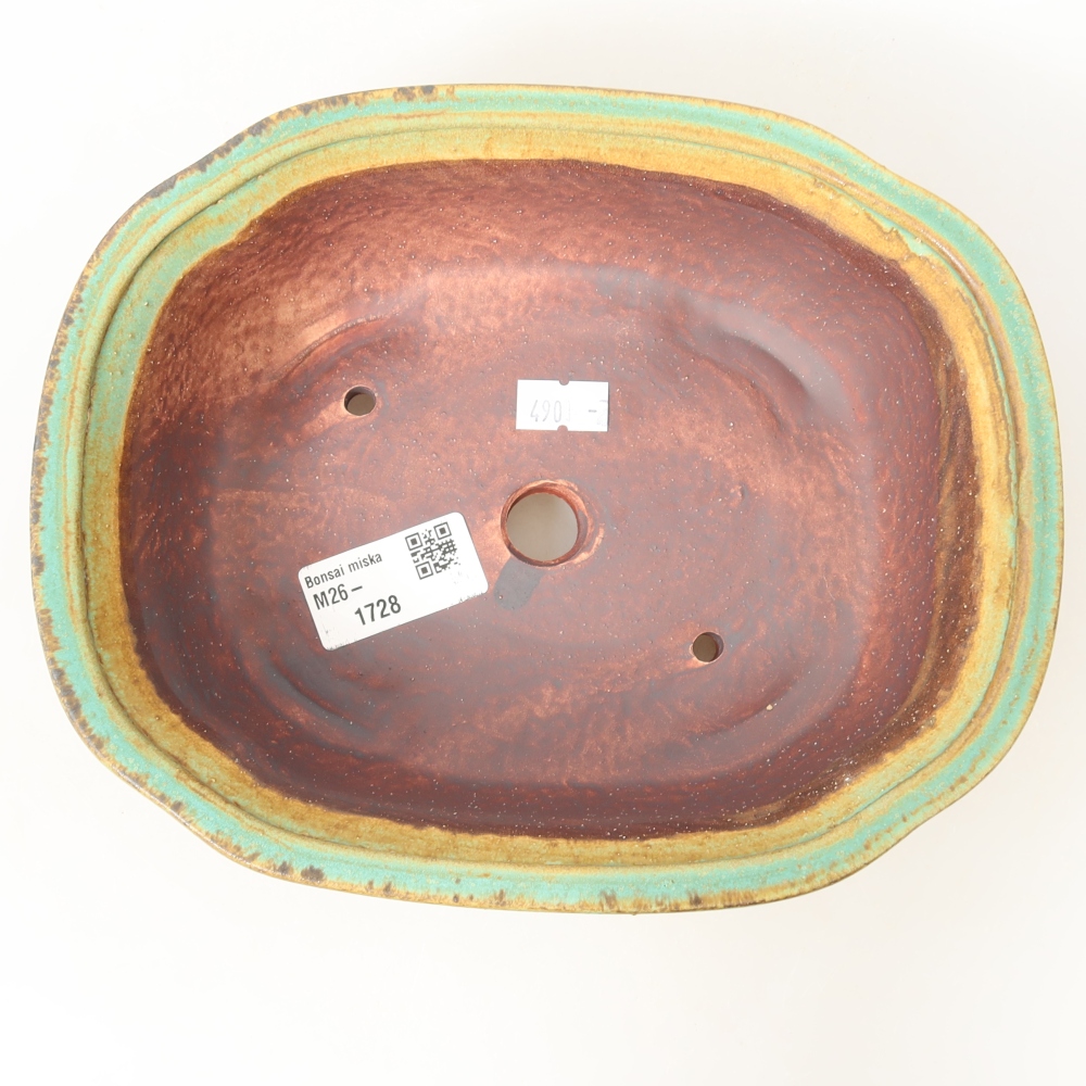Keramische bonsaipot 20,5 x 16,5 x 7 cm, kleur groen