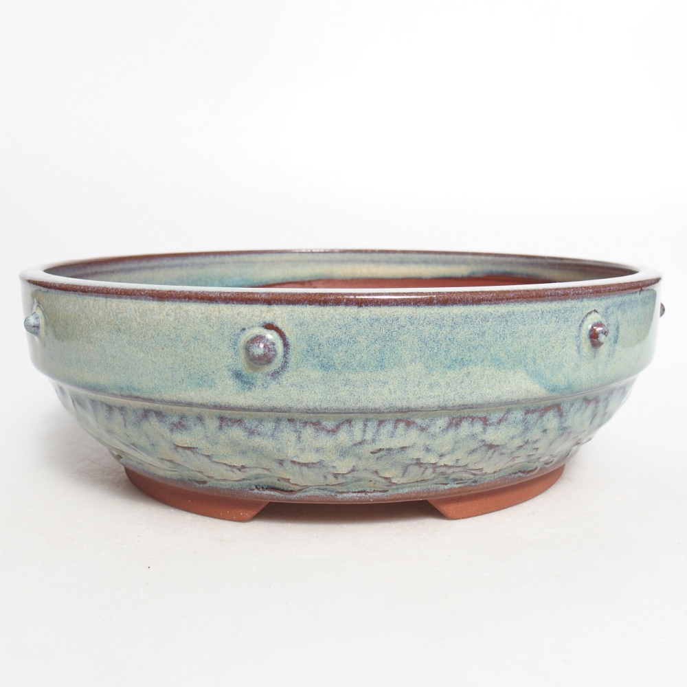 Bonsaischaal van keramiek 21 x 21 x 7 cm, groen