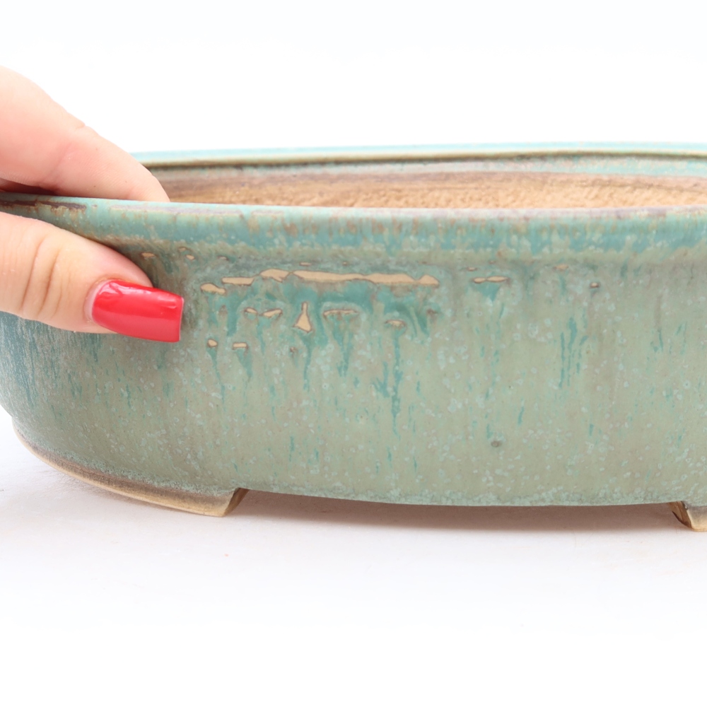 Keramische bonsaischaal 31 x 27 x 7,5 cm, kleur groen