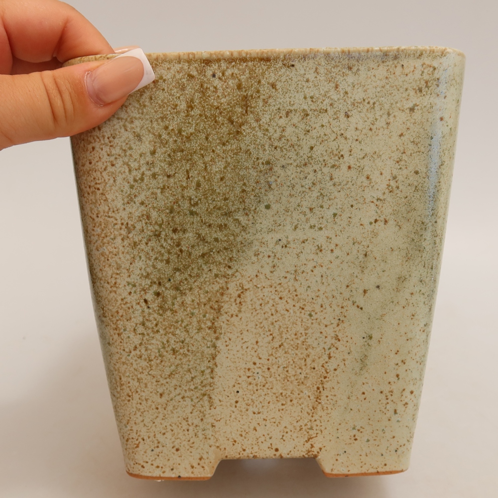Bonsaischaal van keramiek 13,5 x 13,5 x 15 cm, groen